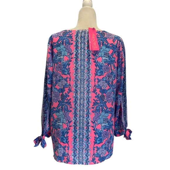 NEW LILLY PULITZER pamala lileeze top in soleil pink palm paradise - Picture 8 of 10